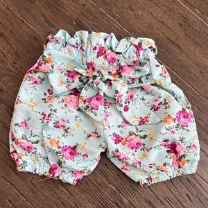 Floral Paperbag Shorts for Baby - Pink and blue - Size 12M